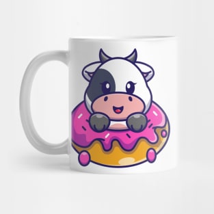 Cute baby cow with doughnut cartoon Mug